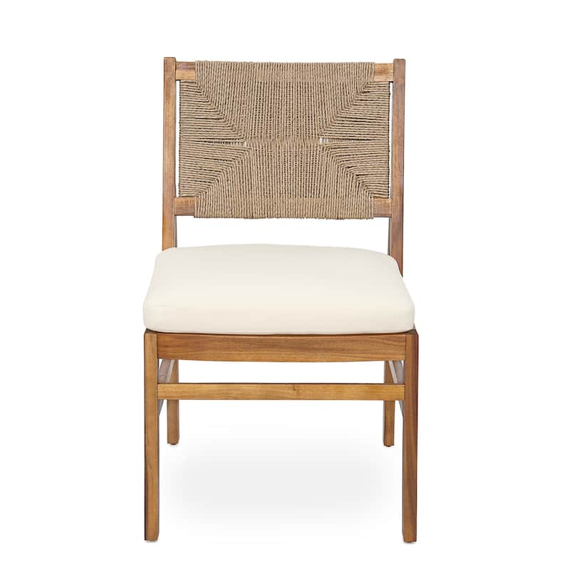 Christopher Knight Home - Itsuko 6-Piece Outdoor Acacia Wood Dining Set with Woven Wicker Back Chairs, Bench & Slat Dining Table