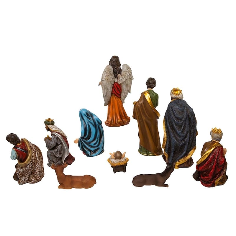 Kurt Adler 12.5-Inch Nativity Figurines Table Piece, 10-Piece Set - Multicolored