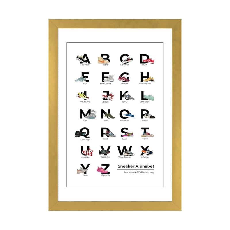 iCanvas "Sneaker Alphabet" by avesix - Gold - 24x16x1