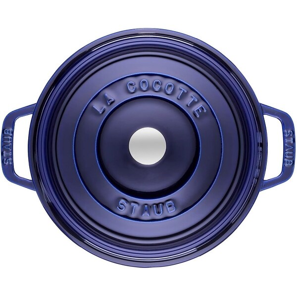 Staub 24cm / 4 qt Cast Iron Round Cocotte, Dark Blue - Bed