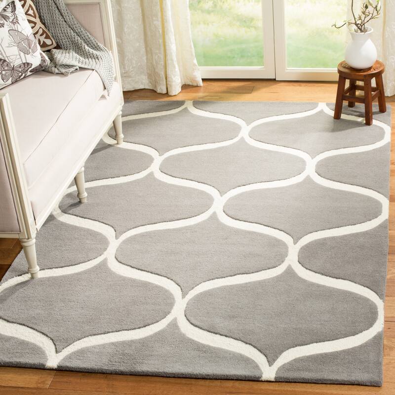 SAFAVIEH Handmade Cambridge Nenka Modern Wool Rug - 8' x 10' - Dark Grey/Ivory