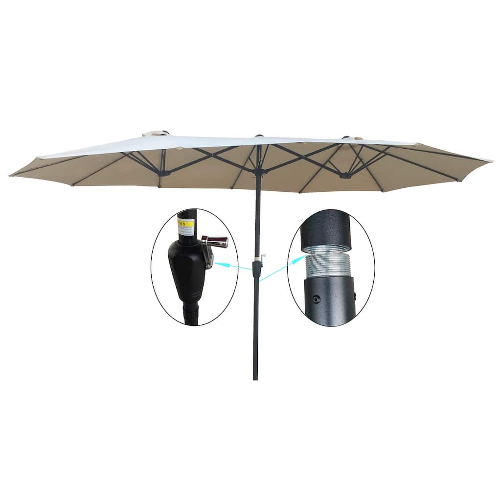Double-Sided Extra Large Patio Umbrella with Crank for Outdoor Market and Garden