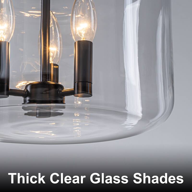 Starsky 3-Light Lantern Drum Chandelier with Thick Clear Glass Shade