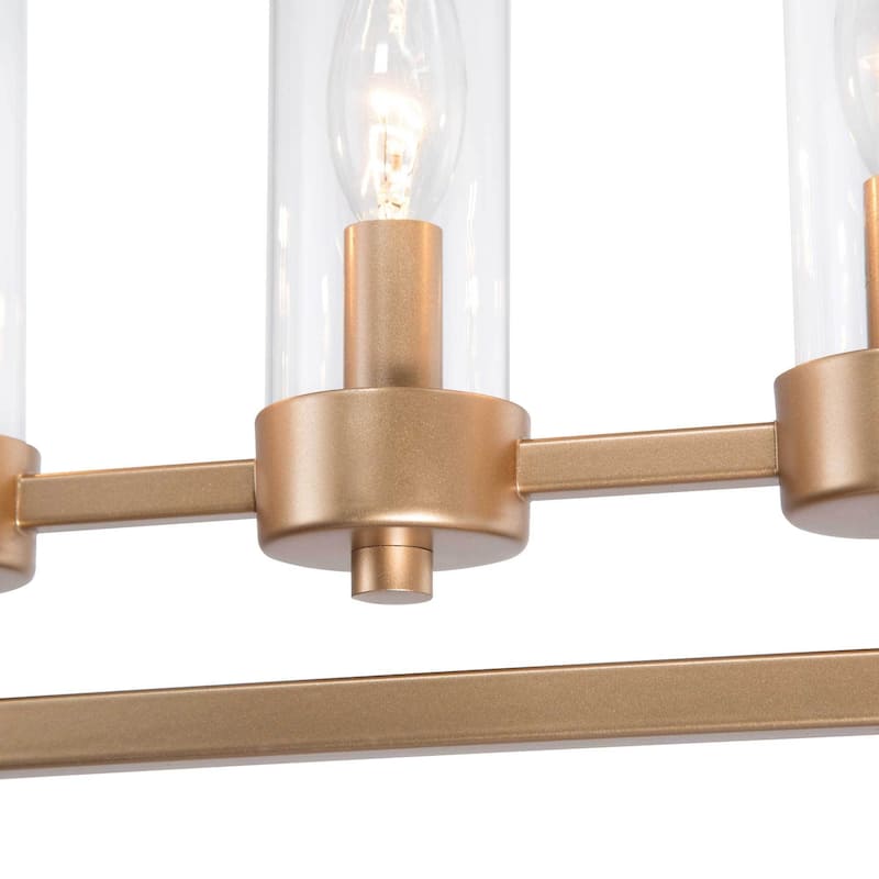 Modern Glam 6-light Linear Kitchen Lights Black Gold Glass Candle Chandelier