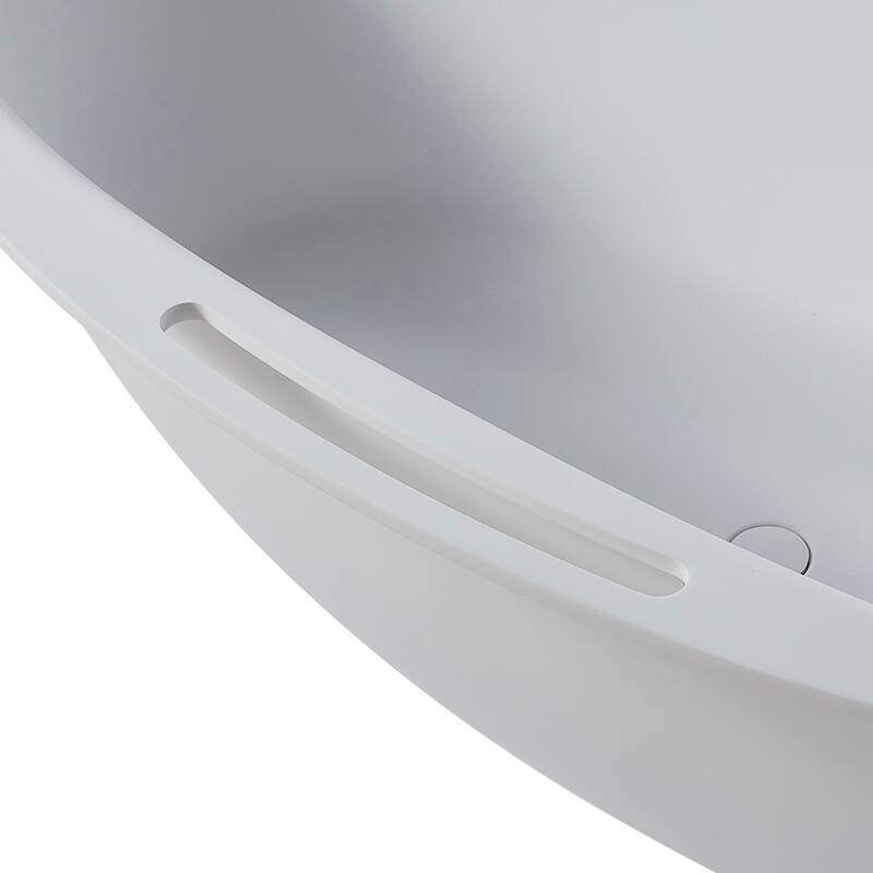 63/67 Inch Stone Resin Solid Surface Freestanding Soaking Bathtub with Center Drain in Matte White