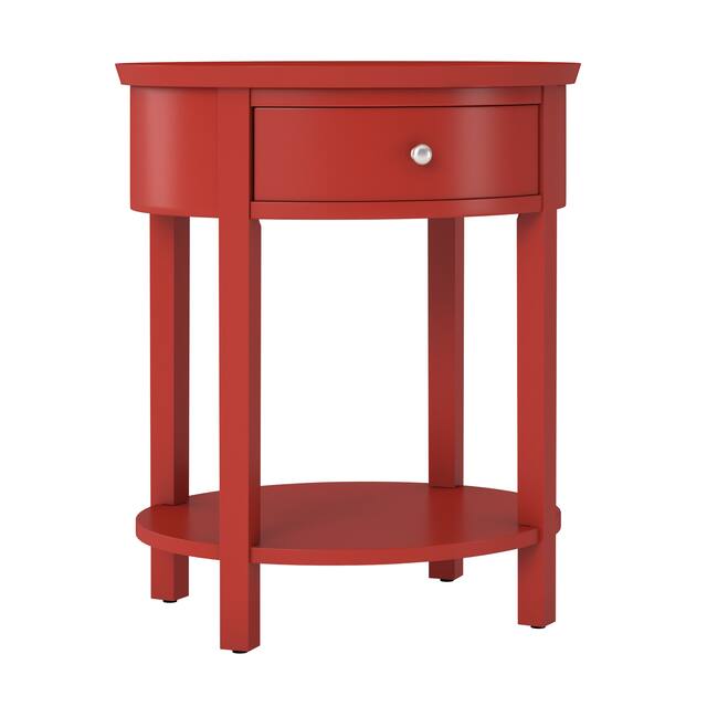 Fillmore 1-Drawer Oval Wood Shelf Accent End Table by iNSPIRE Q Bold