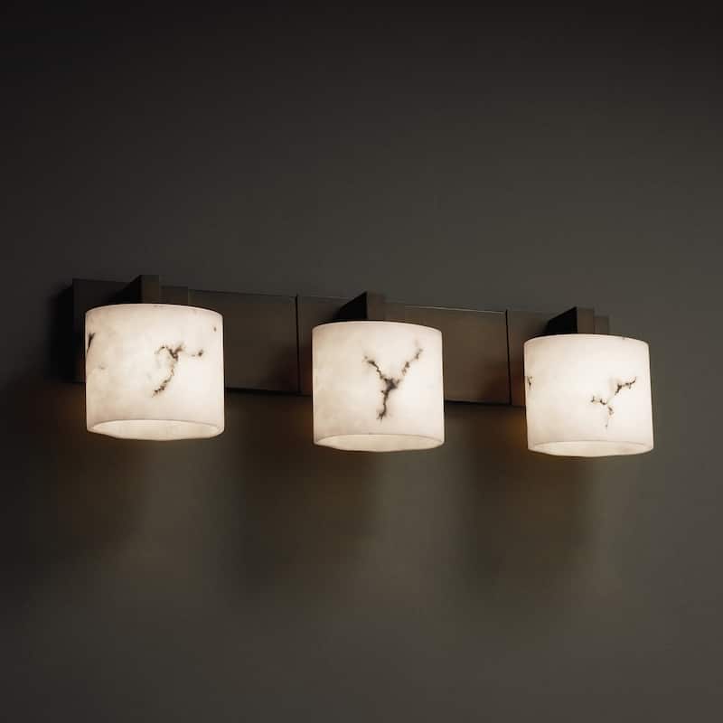 LumenAria Modular 3-light Dark Bronze Bath Bar, Faux Alabaster Oval Shade