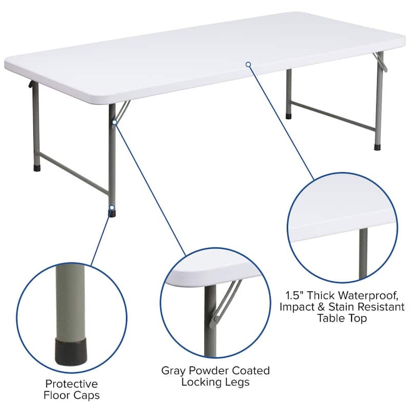 4.93-Foot Kid's Plastic Folding Activity Table - Play Table - 59.25"D x 29"W x 19"H
