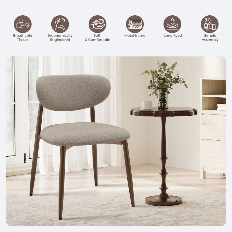 RENEWLINE Mid-Century Modern Tapered Dining Chairs with Upholstered Seat & Iron Frame