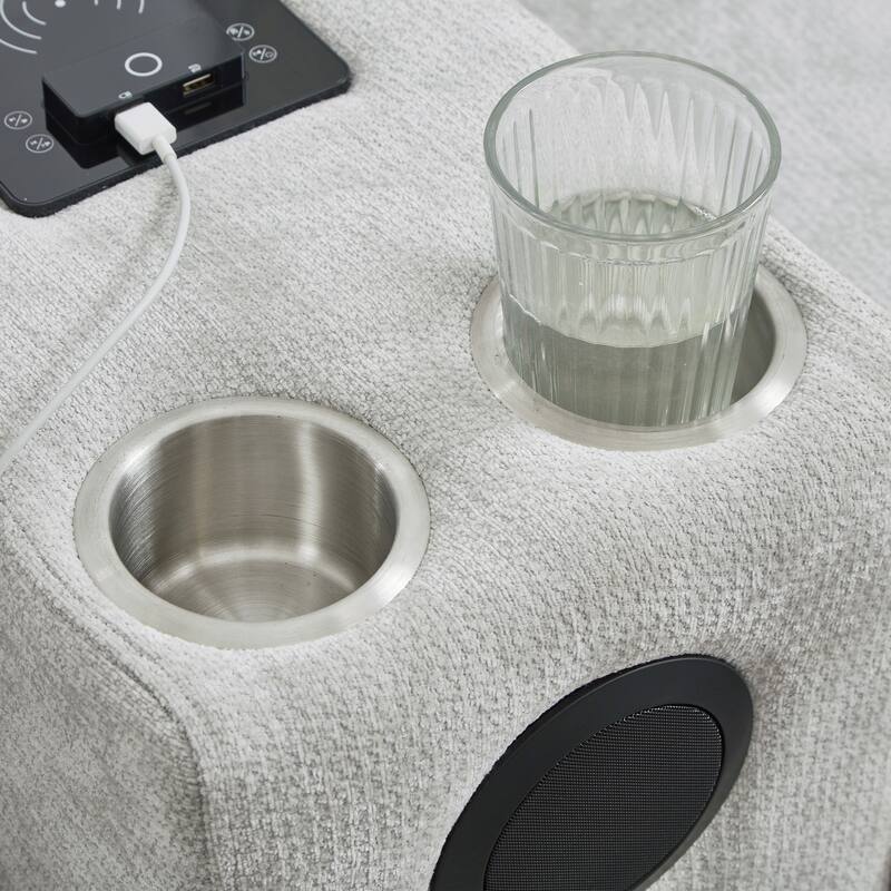 126" U-Shaped Sectional Sofa with Storage Ottomans & Bluetooth Speakers - Modular Couch with LED Lights, Console