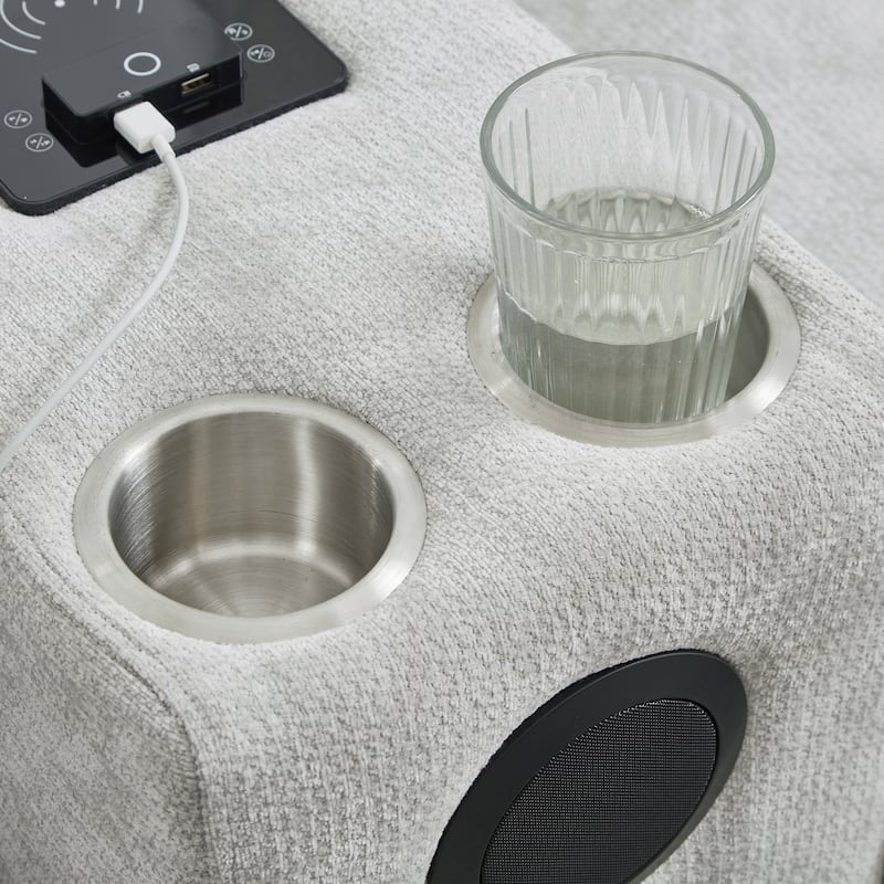 Modular U-shaped Sectional Sofa Couch with Movable Storage Ottomans, Multifunctional Console, Bluetooth Speakers and LED Lights