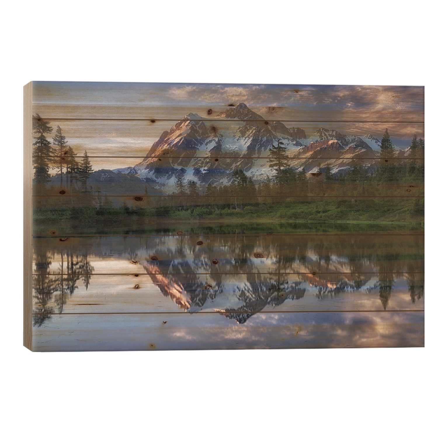 Sunrise On Mount Shuksan Print On Wood by James K. Papp - Multi-Color