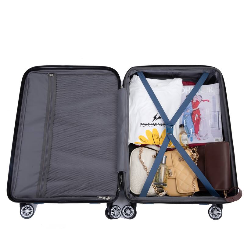 3 Piece Luggage Sets with Double Spinner Wheels and TSA Lock, Expandable Durable PC Hardside Lightweight Suitcase for Men Women