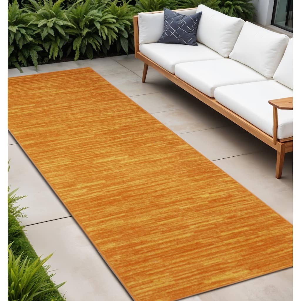 HomeRoots Solid Color Contemporary Runner Outdoor Rug - 14' Runner