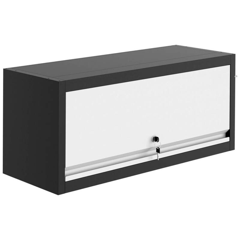 Wall-Mounted Heavy-Duty Cabinet with Lock for Kitchen, Office, Trailer, Garage - N/A - Black