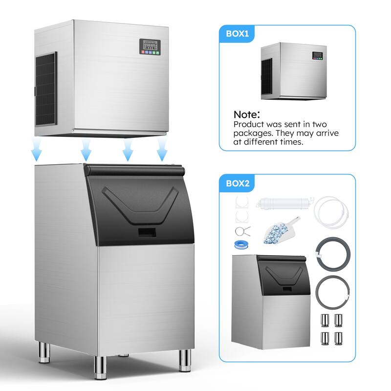 Commercial Ice Machine Industrial 550LBS/1 Day Ice Maker with 350 Storage Bin