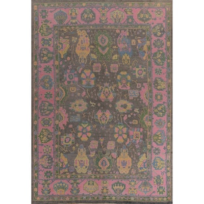 Hand Knotted Oriental 100% Wool Carpet Transitional All-Over Greys & Charcoal Oushak Area Rug - 13' 10'' X 10' 3''