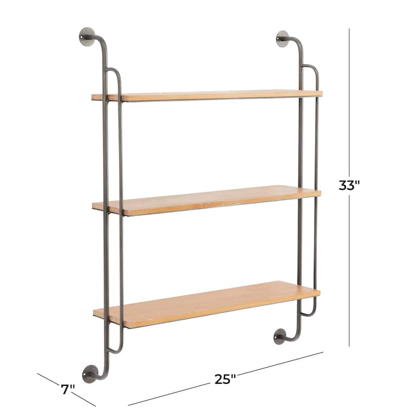 Brown Iron Industrial Wall Shelf - 25 x 7 x 33