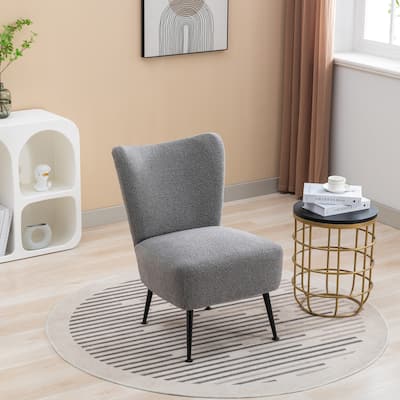 Armless Accent Chair With Rubber Wooden Legs Modern Upholstered Corner Side Chair For Living Room