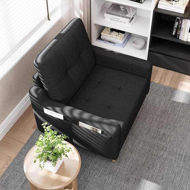 Mid Century Modern Accent Chair,Upholstered Armchair,Comfy Reading Chair with Wood Legs,Fabric Single Sofa Chair