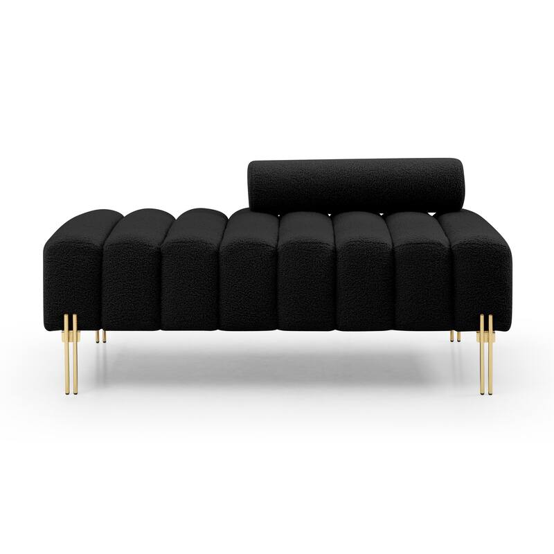 53.2" Wide Modern Bedside Bench Snowflake Fabric Upholstered Twin Sofa - Black