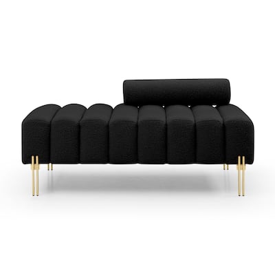 Black Loveseat End of Bed Bench with Gold Metal Legs