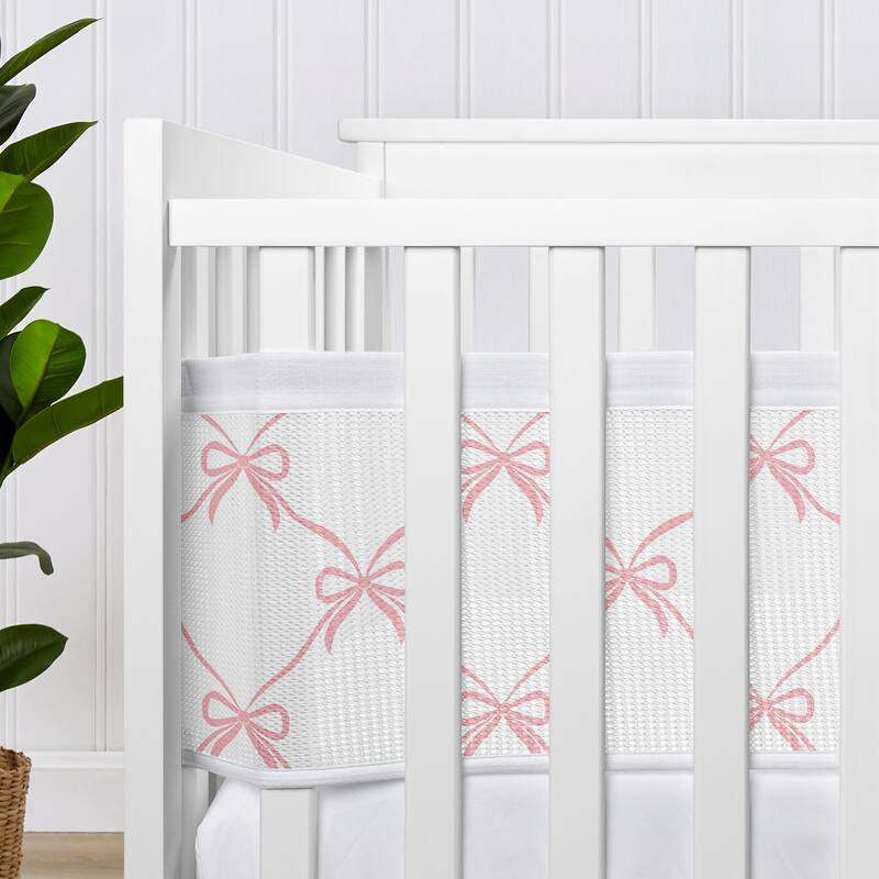 Sweet Jojo Designs + BreathableBaby Breathable Mesh Crib Liner Pink Bows Girls for the Ballet Dancer Ballerina Bow Collection