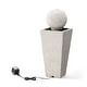 preview thumbnail 20 of 39, Glitzhome 31.75"H Polyresin Sphere Pedestal Outdoor Fountain With Pebbles Pump LED Light