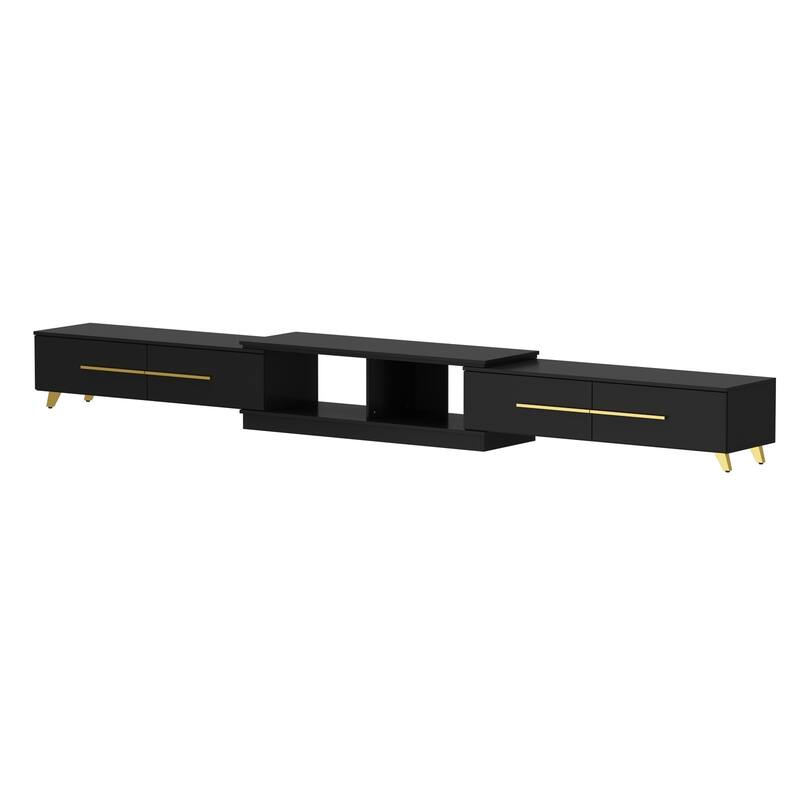 13.1"H Extendable Designs TV Stand with 4 Storage Drawer Black/White