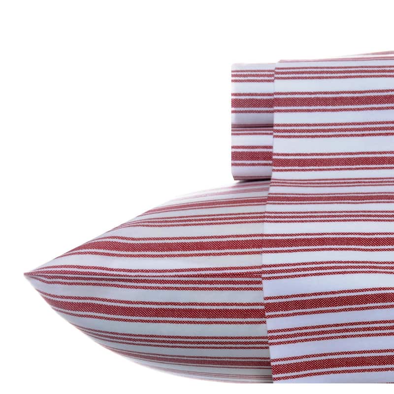 Nautica Cotton Percale Deep Pocket Bed Sheet Sets - Twin - Coleridge Red Stripe
