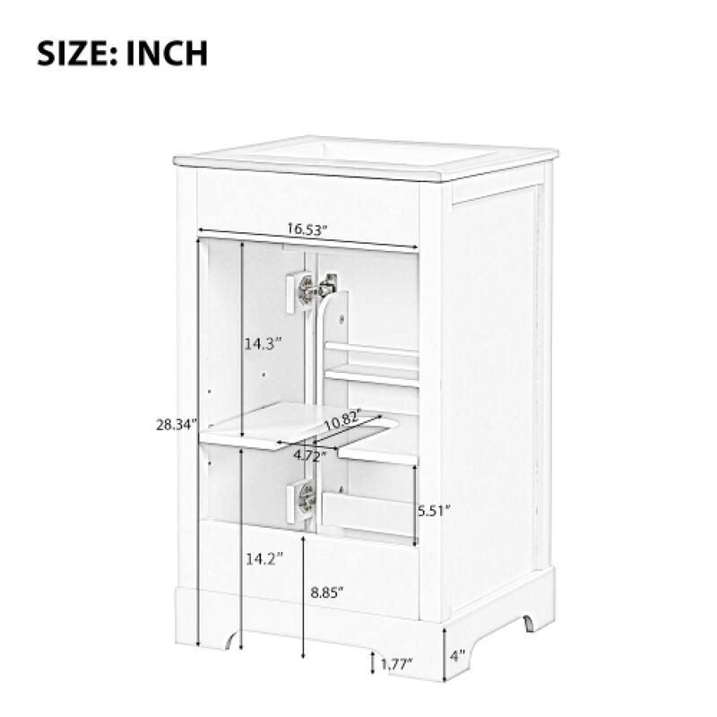 Roomfitters 20" Bathroom Vanity with Sink, Soft-Close Cabinet with Door Racks & Adjustable Shelf