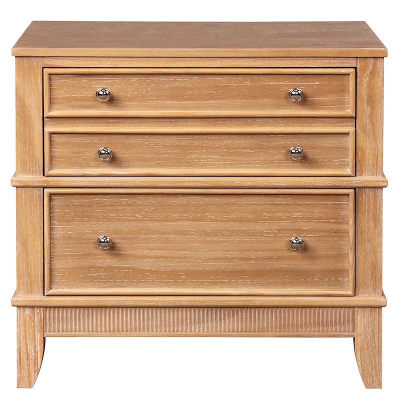 Wood Nightstand, Side Table, Wood Bedside Table with Drawers, End Table with Metal Handle for Bedroom, Living Room