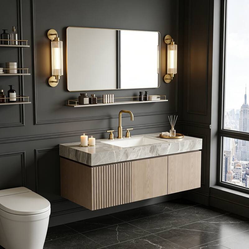 Floating Bathroom Vanity with 3 Pre-drilled Faucet Holes