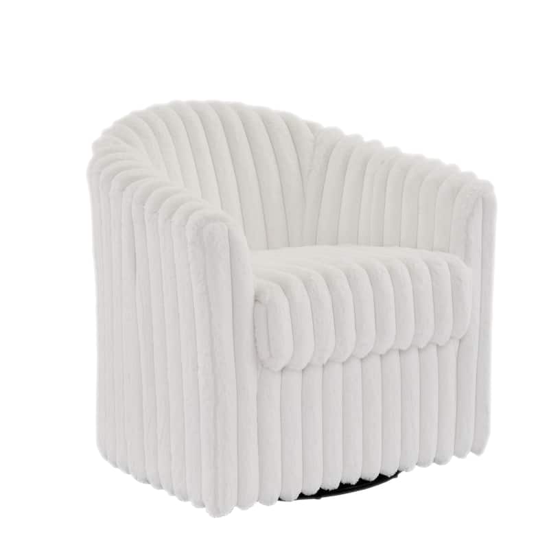 2 Set Modern 49" Upholstered Plush Corduroy Swivel Barrel Accent Chair