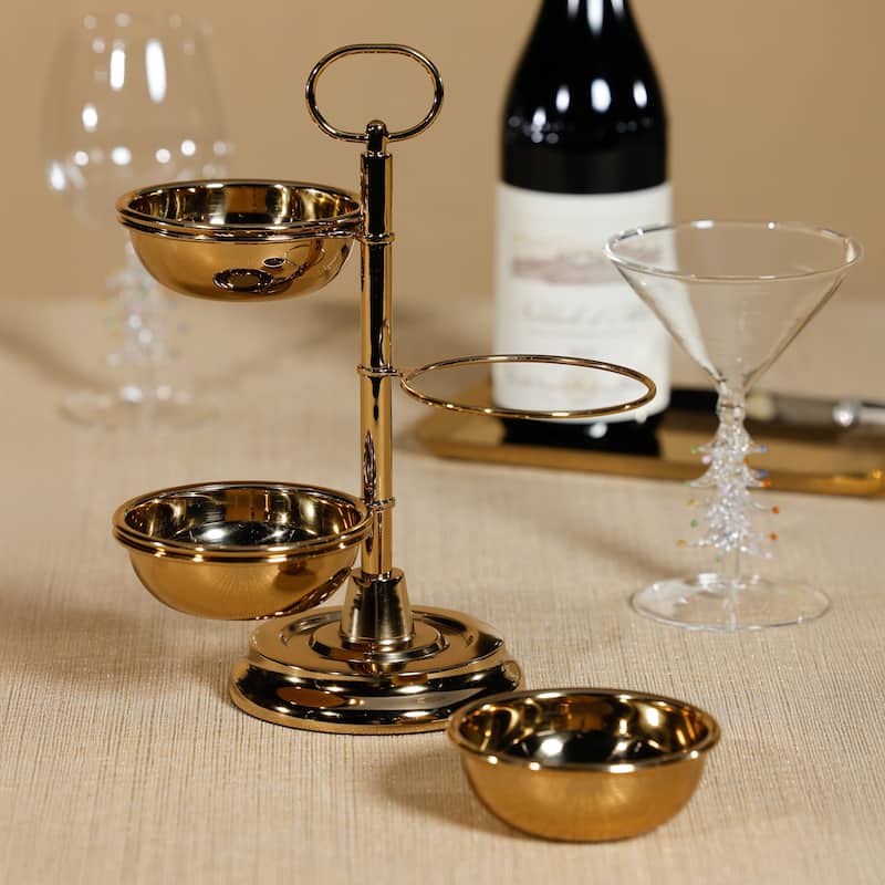 Polished Metal 3-Tier Appetizer and Condiment Server