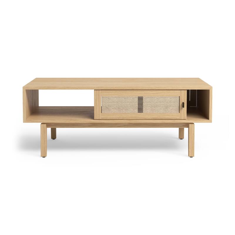 Studio London Lucas Storage Oak Wood Coffee Table for Living Room