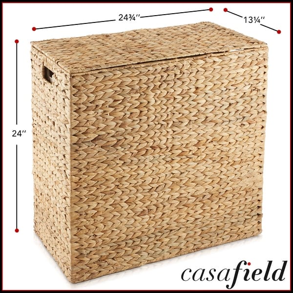 2Section Laundry Hamper Basket with Removable Liner Bags for Clothes - Natural