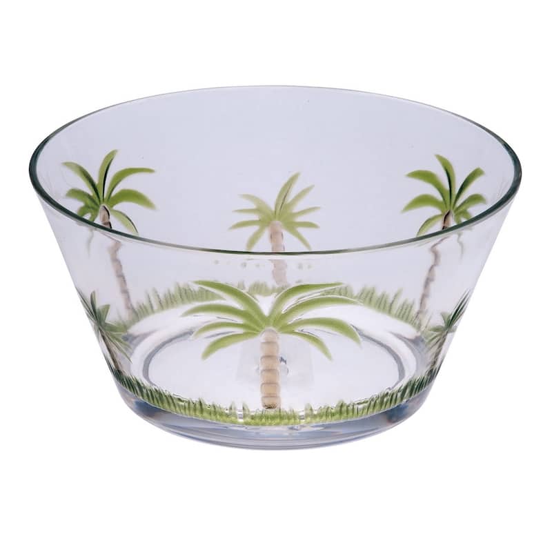 Palm Tree Acrylic Serving Bowls, Unbreakable Small Plastic Bowls, Soup Bowls, Salad Bowls, Cereal Bowl for Snacks, BPA Free - Clear