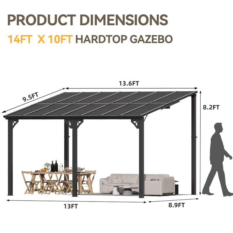Gazebo for Patio, Gazebo Pergola with Sloped Roof