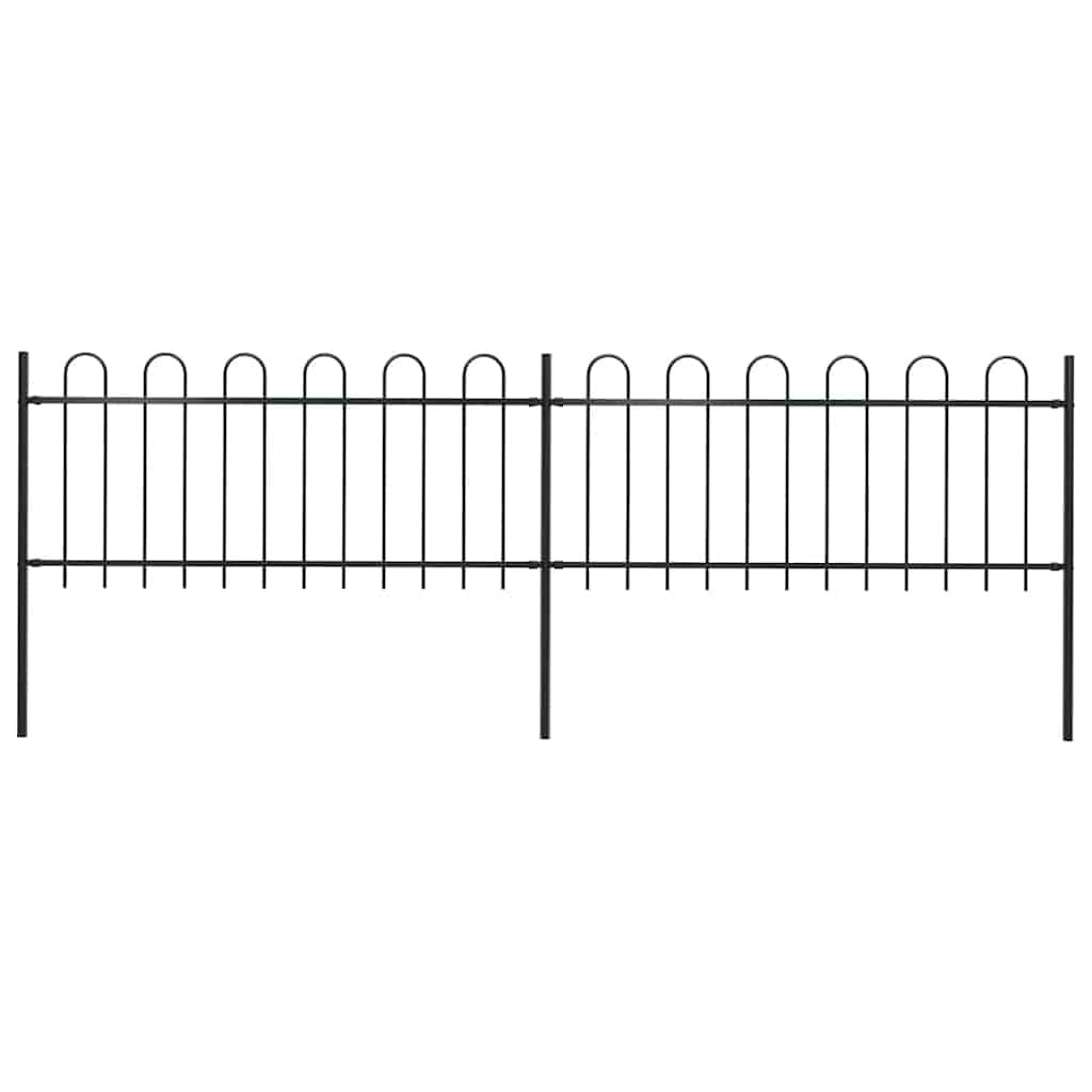 vidaXL Garden Fence with Hoop Top Steel 11.2ft Black