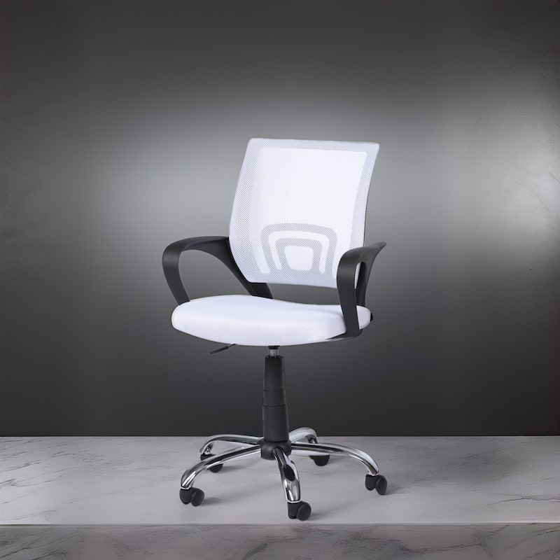 Ergonomic Home Office Desk Chair with Adjustable Lumbar Support - White