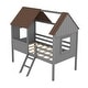 preview thumbnail 4 of 12, Twin Size Low House Loft Bed with Two Side Windows, Grey