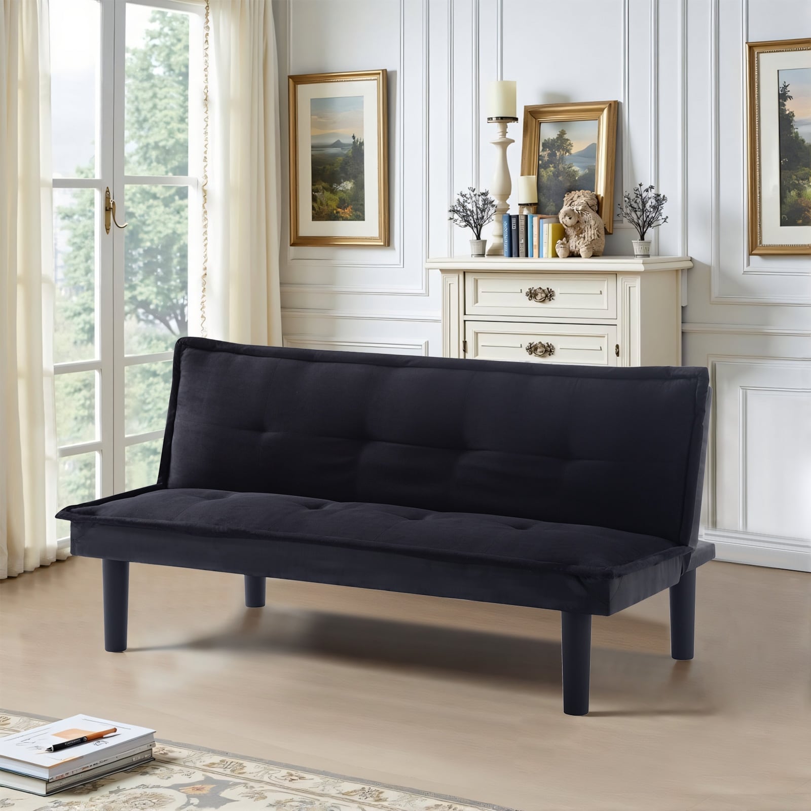 Futon Sofa Bed Memory Foam Sofa Couch Convertible Modern Loveseat