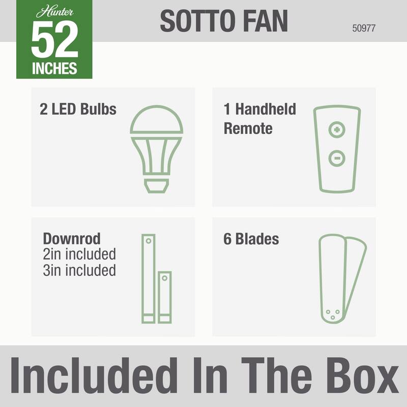 Hunter 52" Sotto Ceiling Fan with Integrated LED Light and Handheld Remote