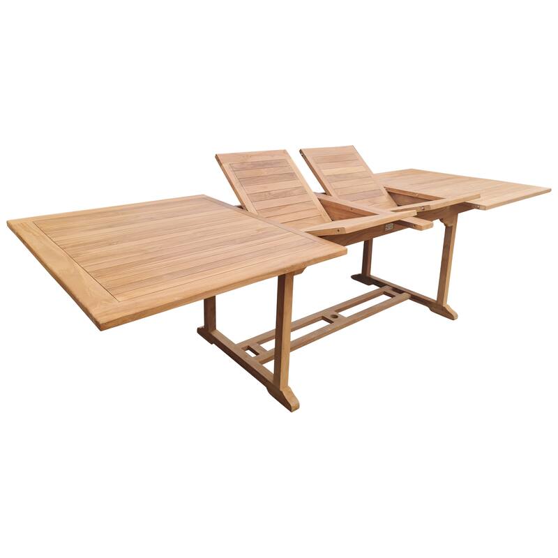 Teak Wood Santa Ana Rectangular Double Extension Dining Table, 78 to 118 inch