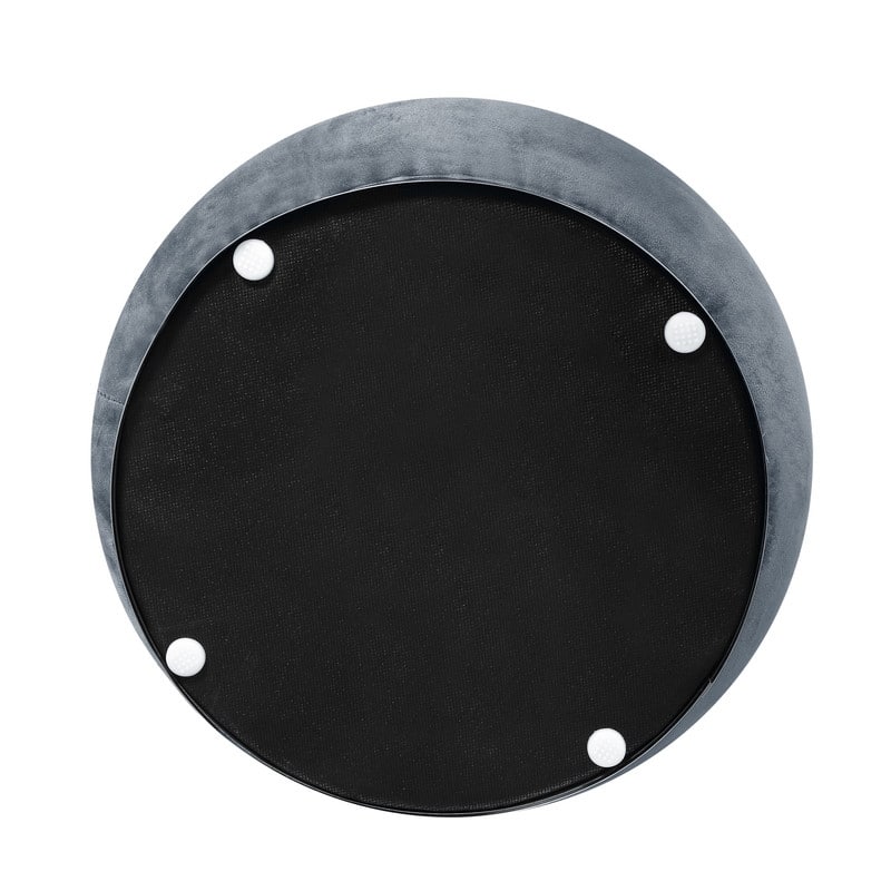 Adeco Modern Round Velvet Storage Ottoman with Gold Plating Base