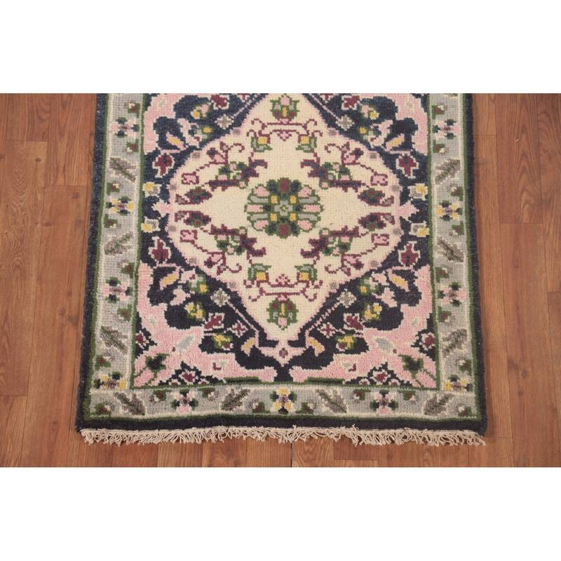 Pink Heriz Serapi Oriental Runner Rug Wool Carpet - 2'7"x 7'11"