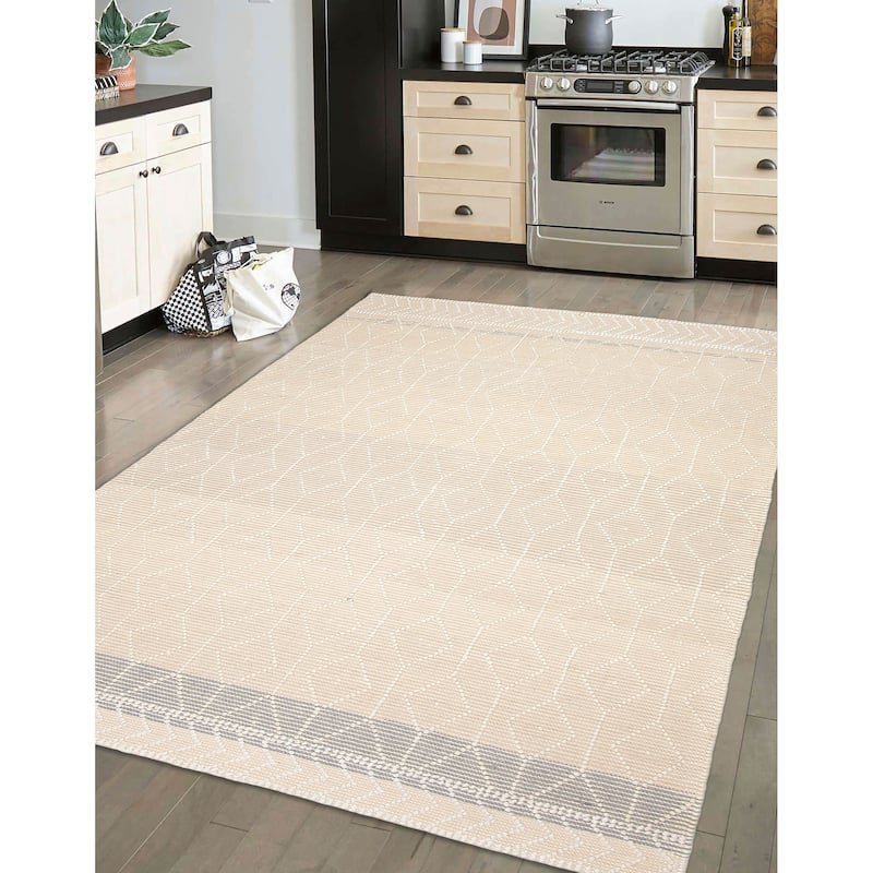 ECARPETGALLERY Braid weave Sienna Cream Wool Rug - 6'1 x 9'2