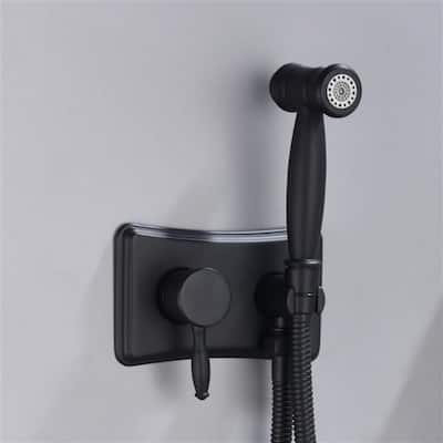 Black Bathroom Bidet Sprayer Handheld with Two Outlet Modes Brass Body Stainless Steel - 9.25 x 6.69 x 3.74 in.