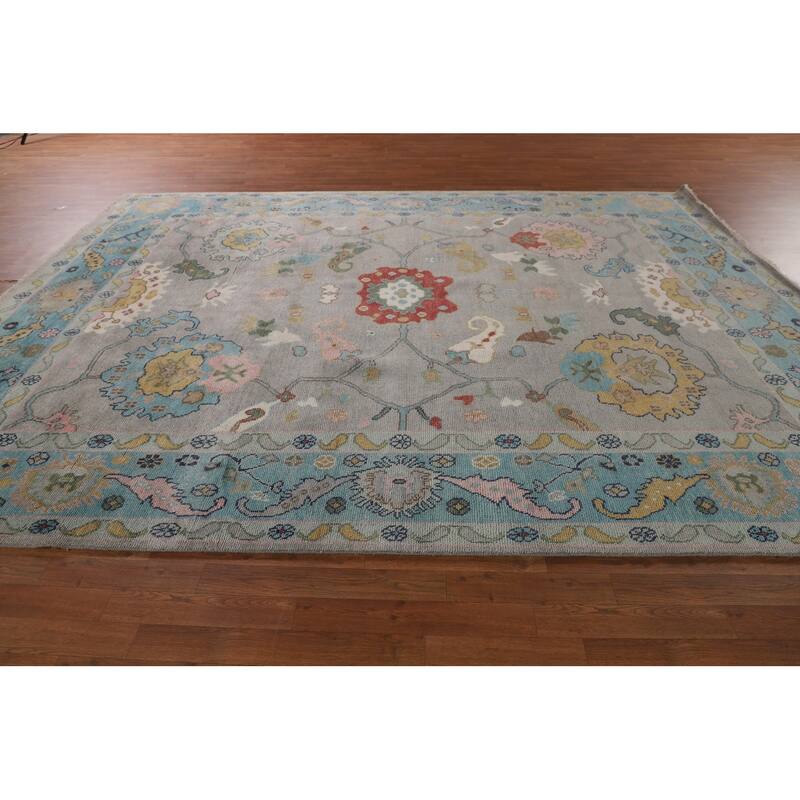 Gray Transitional Oushak Oriental Area Rug Handmade Wool Carpet - 9'0"x 11'11"